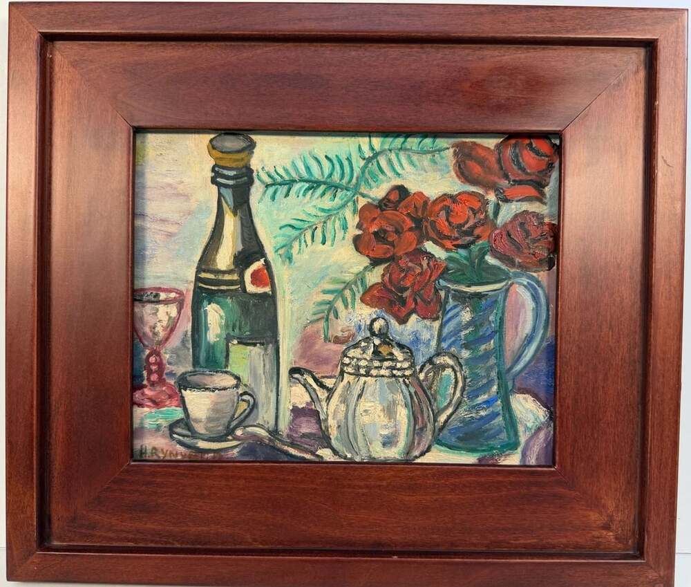 H. Rynveld Original Oil Painting Still Life Framed Art